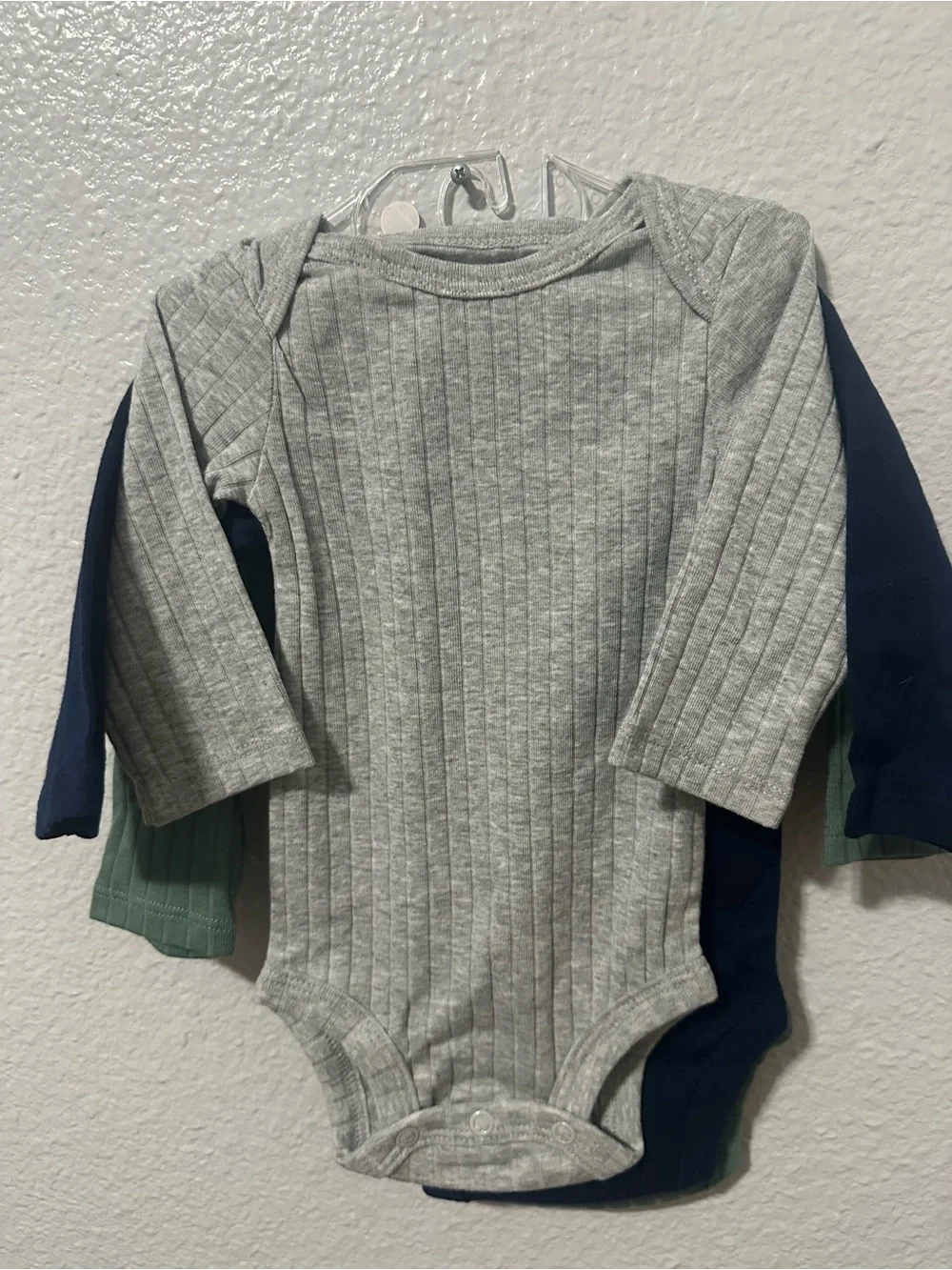 Carter's Ribbed Long-Sleeve One-Piece in Sage Green (3-Pack)